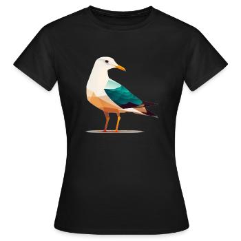 Nordsee Küste Möwe - Frauen T-Shirt - Schwarz - Vorne - AI Model Female 172 dark (172cm)