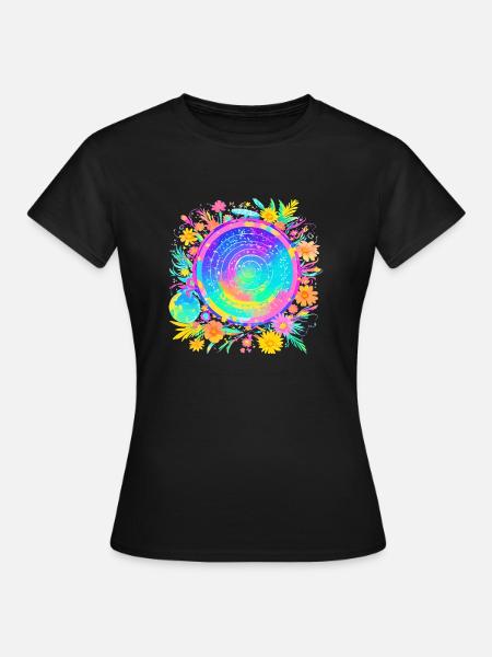 Hypnotische Blumen - Frauen T-Shirt - Schwarz