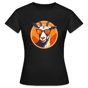 Ziege mit Sonnenbrille, gehörntes Säugetier, Ziege - Frauen T-Shirt - Schwarz - Vorne - AI Model Female 172 dark (172cm)