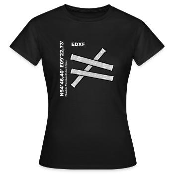 Flugplatz EDXF Design mit Namen und Koordinaten - Frauen T-Shirt - Schwarz - Vorne - AI Model Female 172 dark (172cm)