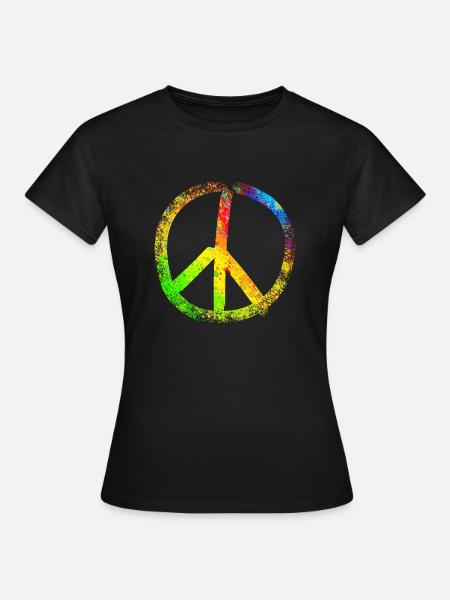 peace sign rainbow 02 - Women's T-Shirt - black