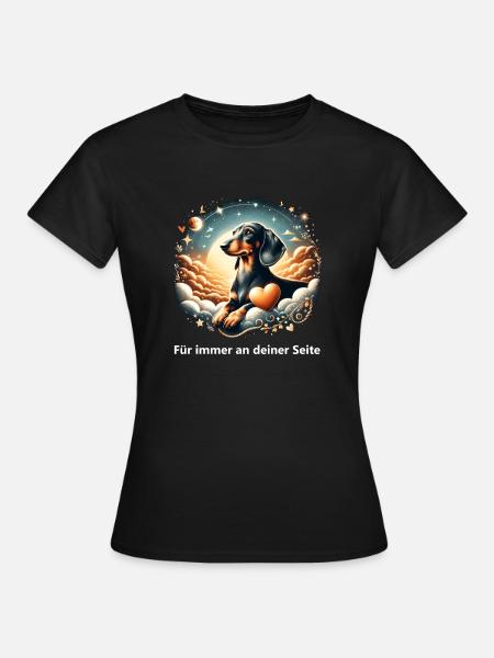 Regenbogenbrücke Dachshund Erinnerung - Frauen T-Shirt - Schwarz