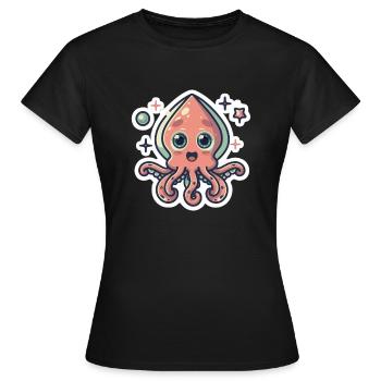 Amoureux des calamars - T-shirt Femme - noir - Devant - AI Model Female 172 dark (172cm)