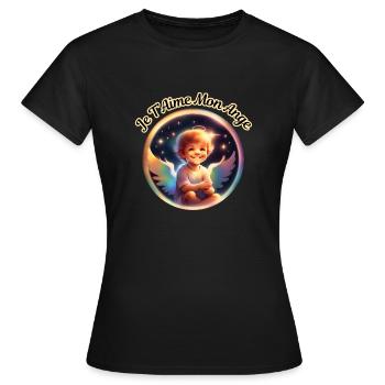 Je T Aime Mon Ange 1 - T-shirt Femme - noir - Devant - AI Model Female 172 dark (172cm)