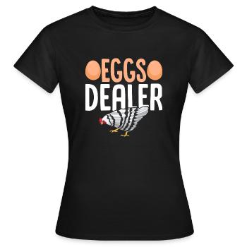 Eggs Dealer Hen Rooster Farmer Chicken Farming - Frauen T-Shirt - Schwarz - Vorne - AI Model Female 172 dark (172cm)