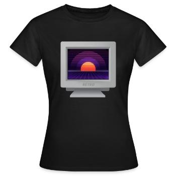 CRT Design - Future Retro Tapete - Frauen T-Shirt - Schwarz - Vorne - AI Model Female 172 dark (172cm)