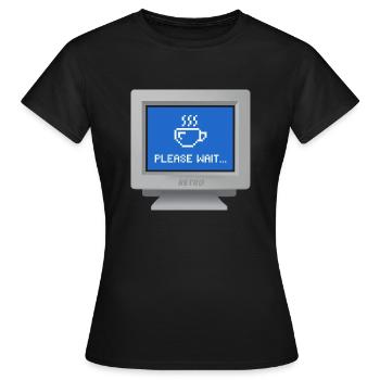 CRT Design - Tapete "Bitte warten" - Frauen T-Shirt - Schwarz - Vorne - AI Model Female 172 dark (172cm)