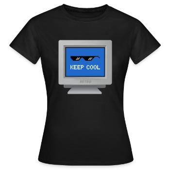 CRT Design - "Stay Cool" Tapete - Frauen T-Shirt - Schwarz - Vorne - AI Model Female 172 dark (172cm)
