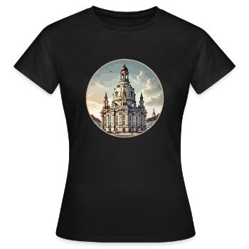 Dresdner Frauenkirche - Frauen T-Shirt - Schwarz - Vorne - AI Model Female 172 dark (172cm)