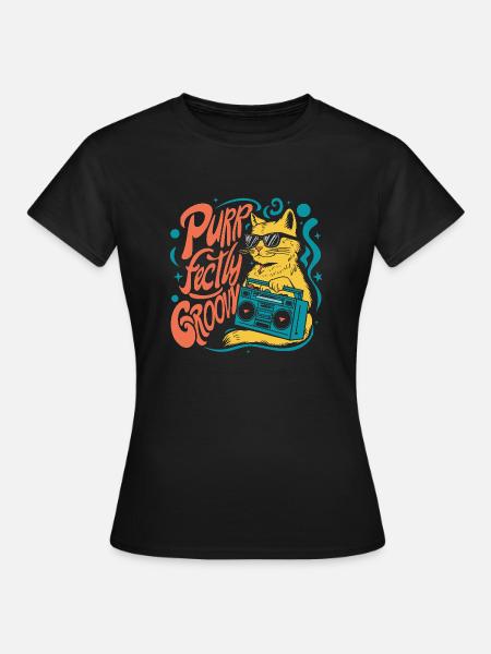 Schnurrend groovig - Frauen T-Shirt - Schwarz