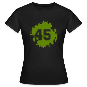 klecks 45 - Frauen T-Shirt - Schwarz - Vorne - AI Model Female 172 dark (172cm)