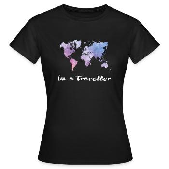 Je suis un voyageur - T-shirt Femme - noir - Devant - AI Model Female 172 dark (172cm)