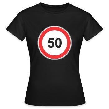 Road sign 50 - Women's T-Shirt - black - Front - AI Model Female 172 dark (172cm)