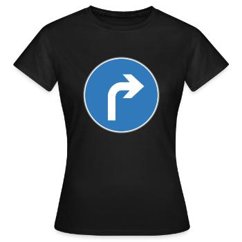 Road sign Right turn blue - Women's T-Shirt - black - Front - AI Model Female 172 dark (172cm)