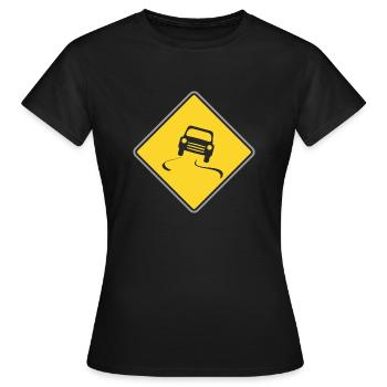 Verkehrsschild rutschig Weg - Frauen T-Shirt - Schwarz - Vorne - AI Model Female 172 dark (172cm)
