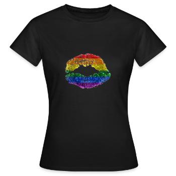 Kussmund mit Regenbogenfahne - Women's T-Shirt - black - Front - AI Model Female 172 dark (172cm)