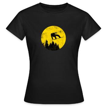 Snowboarder vor dem Vollmond - Frauen T-Shirt - Schwarz - Vorne - AI Model Female 172 dark (172cm)