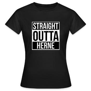 Straight Outta Herne! | Beste Stadt - Frauen T-Shirt - Schwarz - Vorne - AI Model Female 172 dark (172cm)
