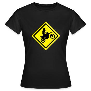 motocross roadsign - T-shirt Femme - noir - Devant - AI Model Female 172 dark (172cm)