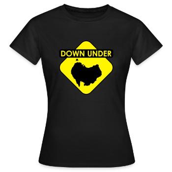 Australia Down Under Sign upside down - Frauen T-Shirt - Schwarz - Vorne - AI Model Female 172 dark (172cm)