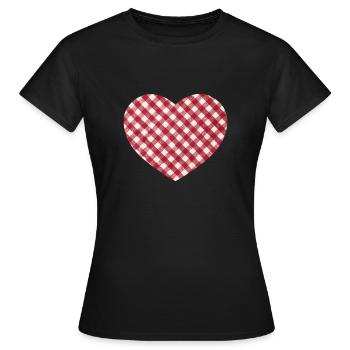 Coeur agriculteurs rouges et blancs Vichy vérifié - T-shirt Femme - noir - Devant - AI Model Female 172 dark (172cm)
