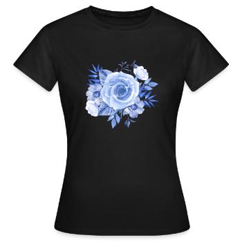 Blaue Rose - Frauen T-Shirt - Schwarz - Vorne - AI Model Female 172 dark (172cm)