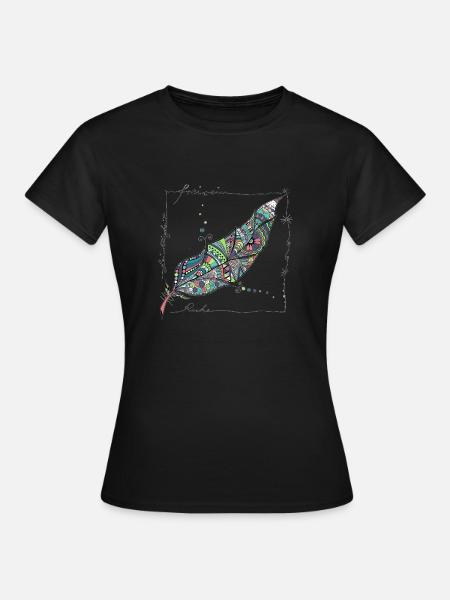 Feder bunt - Frauen T-Shirt - Schwarz