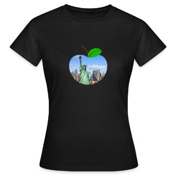 Pomme New York Statue de la Liberté - T-shirt Femme - noir - Devant - AI Model Female 172 dark (172cm)