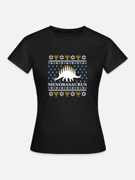 Menorasaurus - Excellente idée-cadeau Juifs, Hanoukka - T-shirt Femme - noir