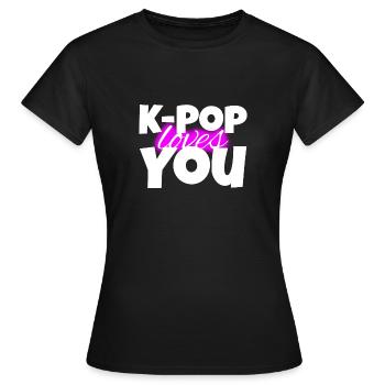 K-Pop Loves You - Cadeau - Bias - Army - Corée - T-shirt Femme - noir - Devant - AI Model Female 172 dark (172cm)