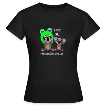 Frog and koala love - love is Valentine's Day - Women's T-Shirt - black - Front - AI Model Female 172 dark (172cm)