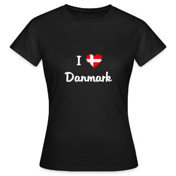 J'aime le Danemark. Danemark. - T-shirt Femme - noir - Devant - AI Model Female 172 dark (172cm)