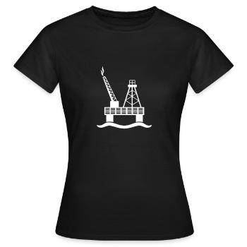 Une plate-forme pétrolière en mer - T-shirt Femme - noir - Devant - AI Model Female 172 dark (172cm)