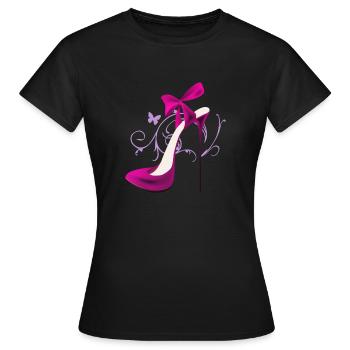 High-Heel - Frauen T-Shirt - Schwarz - Vorne - AI Model Female 172 dark (172cm)