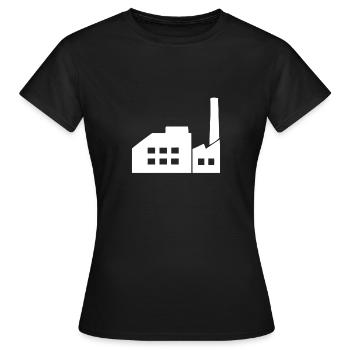 Eine weiße Fabrik im Industriegebiet - Frauen T-Shirt - Schwarz - Vorne - AI Model Female 172 dark (172cm)