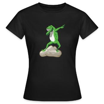 Frog Dab - T Shirt mit Tanzendem Frosch - Frauen T-Shirt - Schwarz - Vorne - AI Model Female 172 dark (172cm)