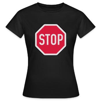 Stop - Frauen T-Shirt - Schwarz - Vorne - AI Model Female 172 dark (172cm)