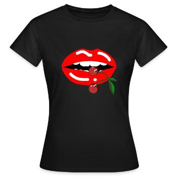 Bouche de cerise - T-shirt Femme - noir - Devant - AI Model Female 172 dark (172cm)
