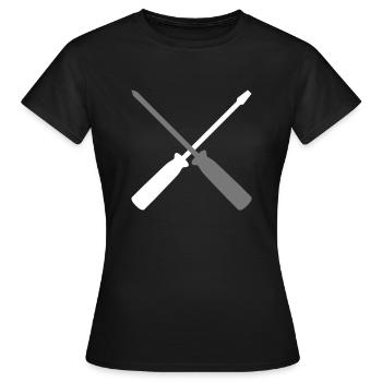 schraubenschluessel kreuz werkzeug silhouette baue - Frauen T-Shirt - Schwarz - Vorne - AI Model Female 172 dark (172cm)