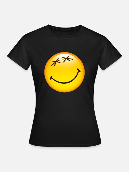 Smiley Glossy Happy - Frauen T-Shirt - Schwarz