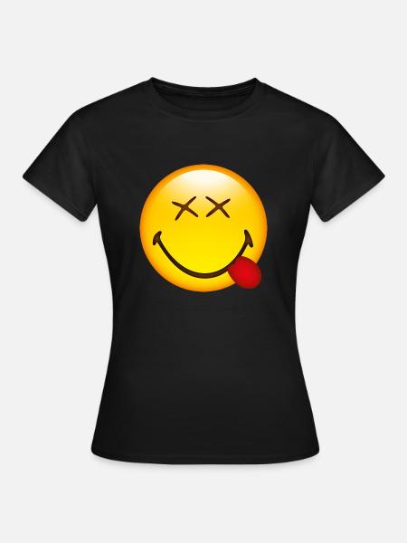 Smiley Tongue out - Frauen T-Shirt - Schwarz