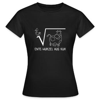 Ente wurzel aus Kuh Mathe Geschenk - Frauen T-Shirt - Schwarz - Vorne - AI Model Female 172 dark (172cm)