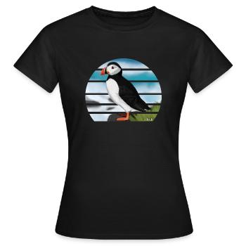 Illustration de conception d'oiseau macareux moine peint - T-shirt Femme - noir - Devant - AI Model Female 172 dark (172cm)