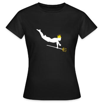 Schwimmer mit Krone und Dreizack - Frauen T-Shirt - Schwarz - Vorne - AI Model Female 172 dark (172cm)