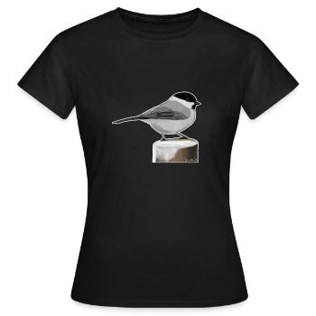 Oiseau Mésange Saule Peint Design Animal - T-shirt Femme - noir - Devant - AI Model Female 172 dark (172cm)