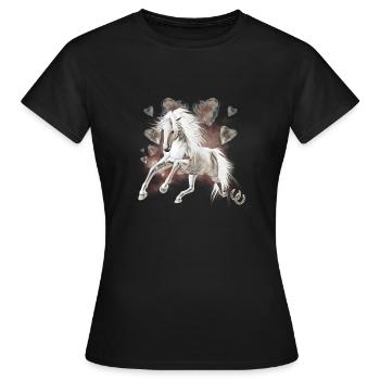 Schimmel - horse love - white horse with heart - Women's T-Shirt - black - Front - AI Model Female 172 dark (172cm)