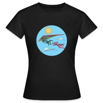 Deltaplane Planeur Deltaplane Dinosaur - T-shirt Femme - noir - Devant - AI Model Female 172 dark (172cm)