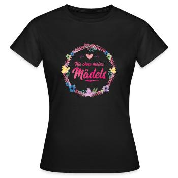 nie ohne meine maedels blumen - Frauen T-Shirt - Schwarz - Vorne - AI Model Female 172 dark (172cm)