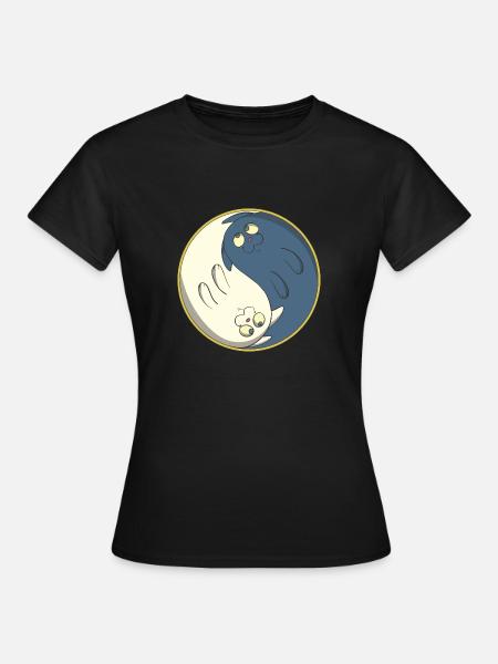 Katzen Ying Yang - Frauen T-Shirt - Schwarz