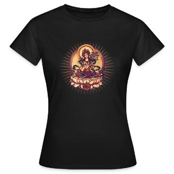Tara Tibet Bouddhisme Lotus Méditation Yoga Om - T-shirt Femme - noir - Devant - AI Model Female 172 dark (172cm)